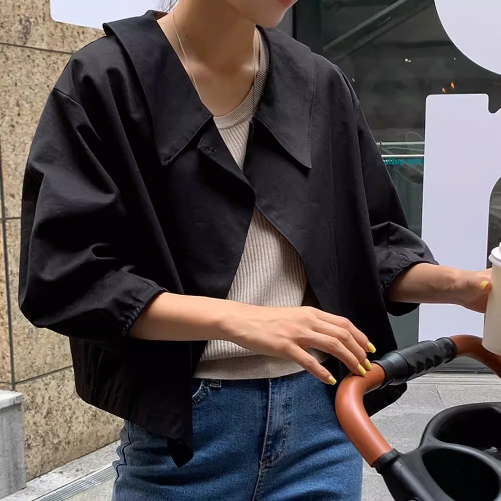 骨格ウェーブ 美シルエット 襟付き ライトアウター