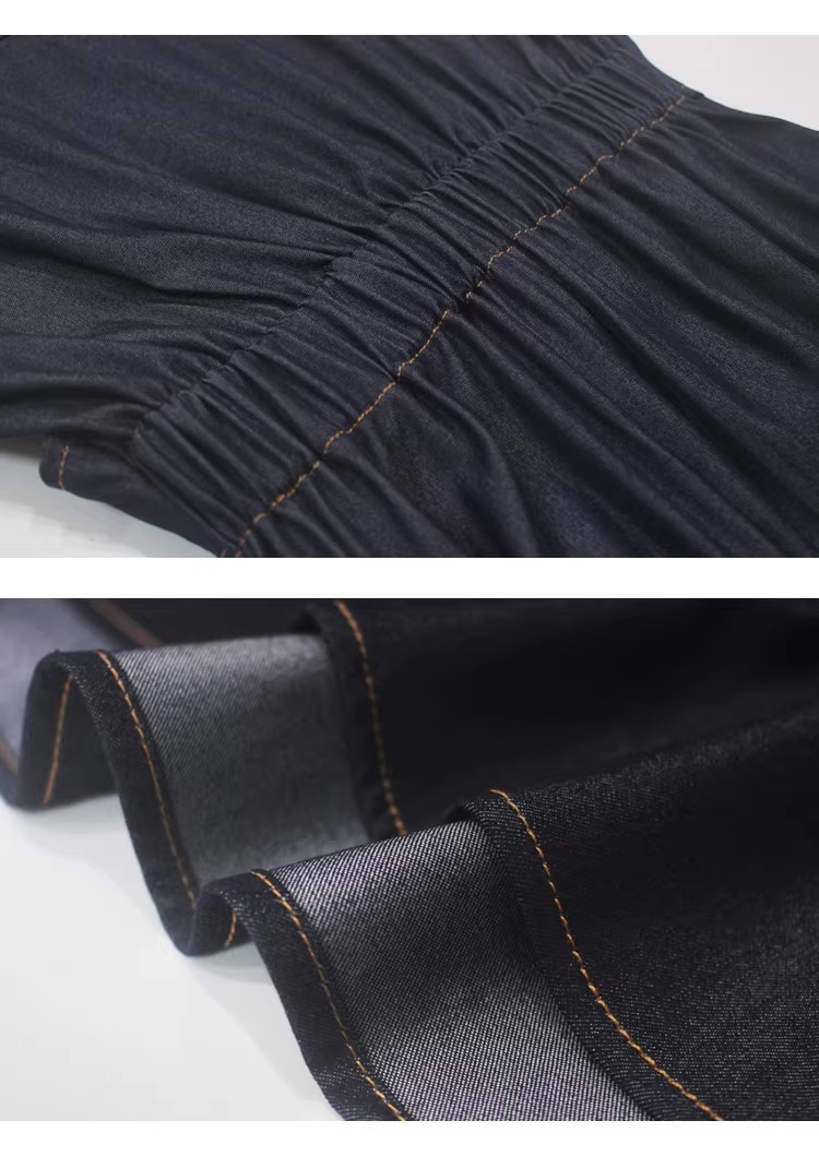 骨格ウェーブ 美くびれ叶う レディデニム ウエストマークワンピース