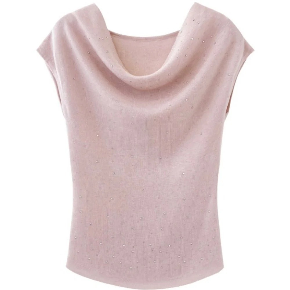 骨格ウェーブ ふんわり華奢魅せ ドレープネックニットトップス