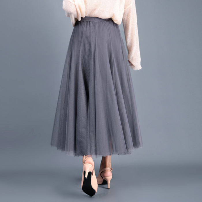 骨格ウェーブ 美シルエット ロングチュールスカート