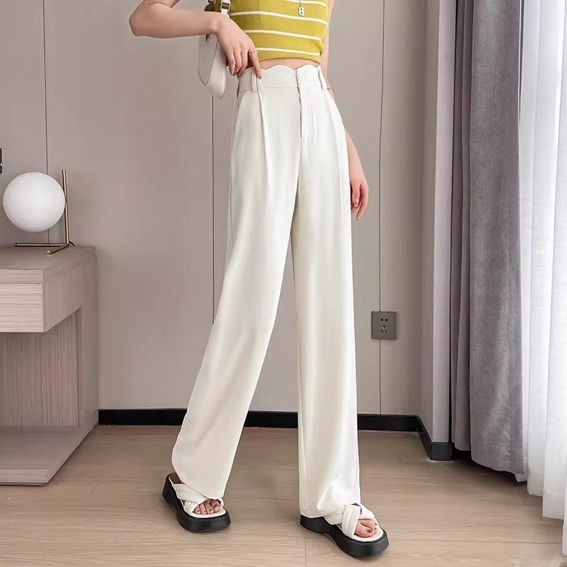 骨格ウェーブ 曲線美 スカラップハイウエスト とろみワイドパンツ