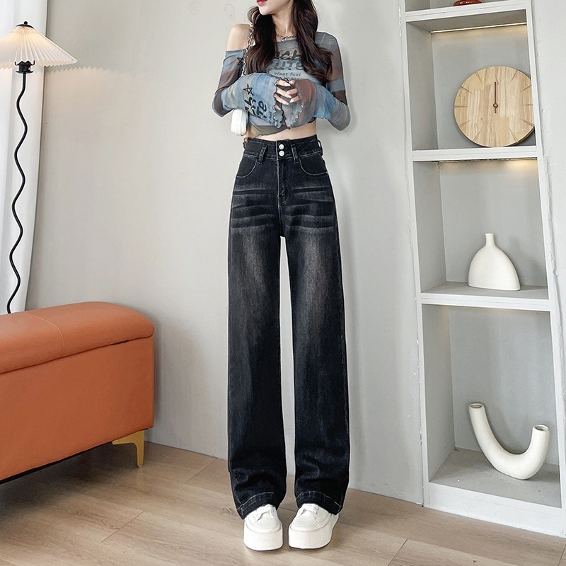 骨格ウェーブ くびれ強調＆脚長メイク ハイウエストストレッチワイドデニム