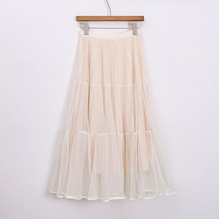 骨格ウェーブ フレアチュールスカート
