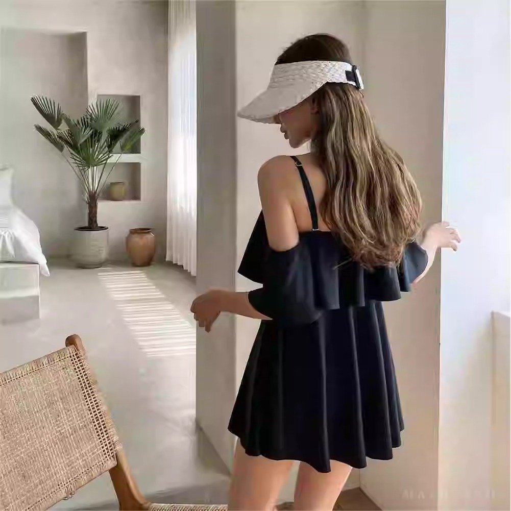 骨格ウェーブ 2wayオフショルワンピース水着