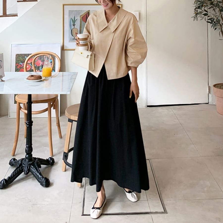 骨格ウェーブ 美シルエット 襟付き ライトアウター