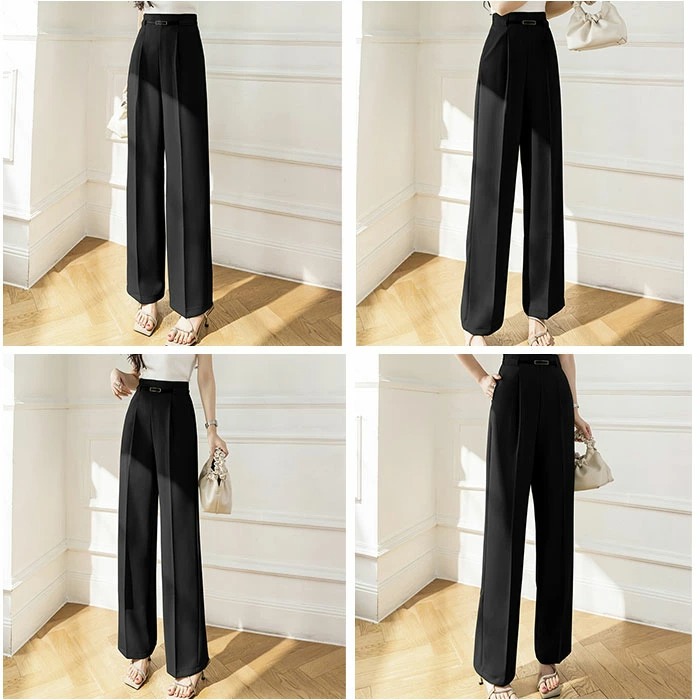 骨格ウェーブベルト付きワイドパンツスーツ