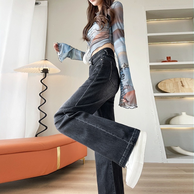 骨格ウェーブ くびれ強調＆脚長メイク ハイウエストストレッチワイドデニム