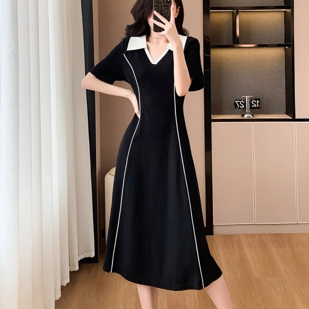 骨格ウェーブ 美バランス切替ライン フィット＆フレアワンピース