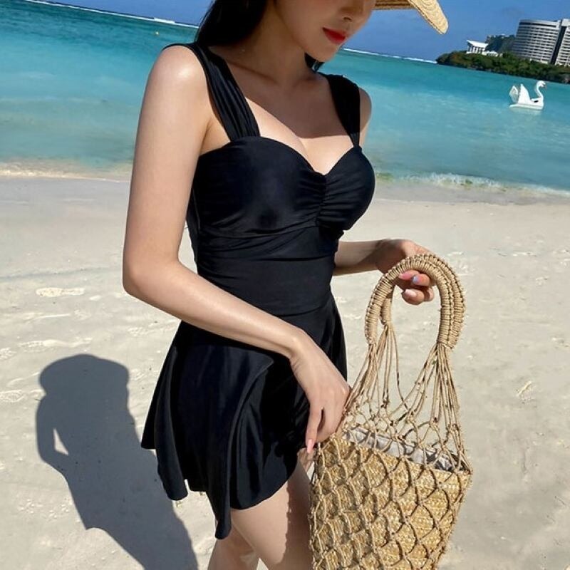 骨格ウェーブ バックシャン 美シルエットワンピース水着
