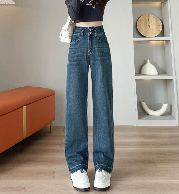 骨格ウェーブ くびれ強調＆脚長メイク ハイウエストストレッチワイドデニム