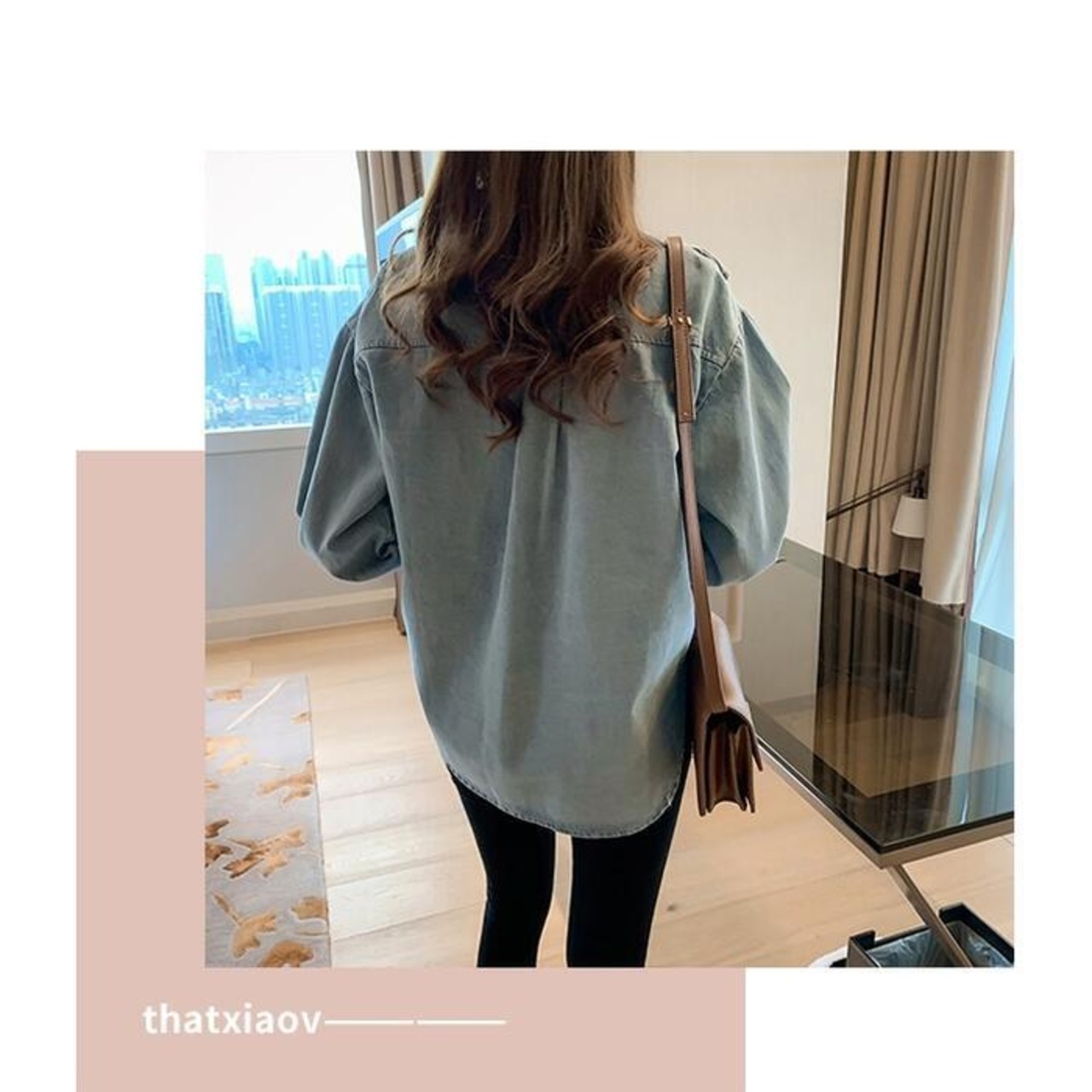 骨格ウェーブ フロントフリルデニムシャツ