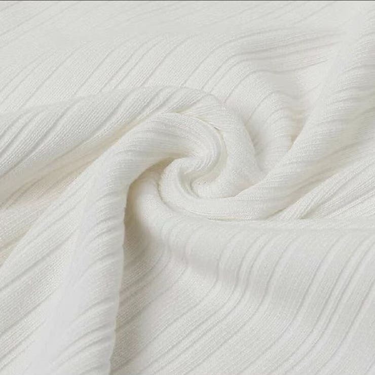 骨格ウェーブ シアー袖 ドッキングニットトップス