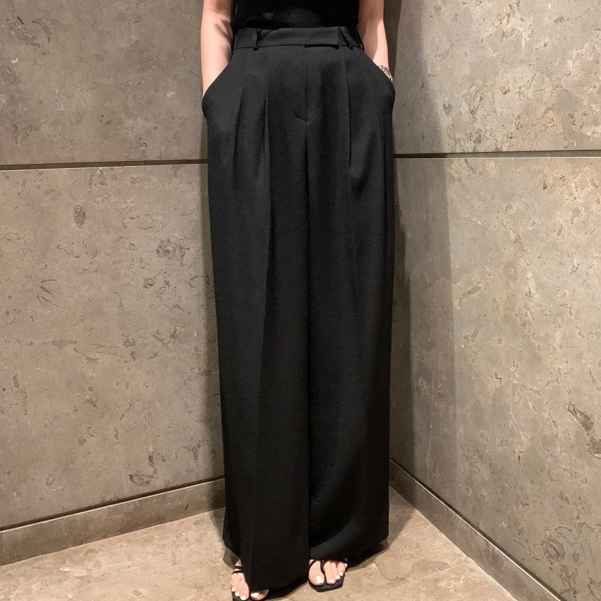 骨格ウェーブ 美くびれメイク・セットアップ フレンチスリーブシャツ＆ワイドパンツ