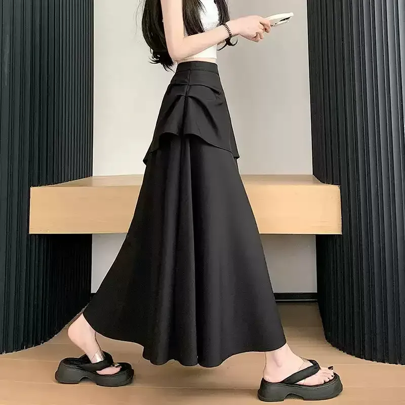 骨格ウェーブ 腰回りふんわりカバー 揺れ感アシンメトリー・ドレープスカート