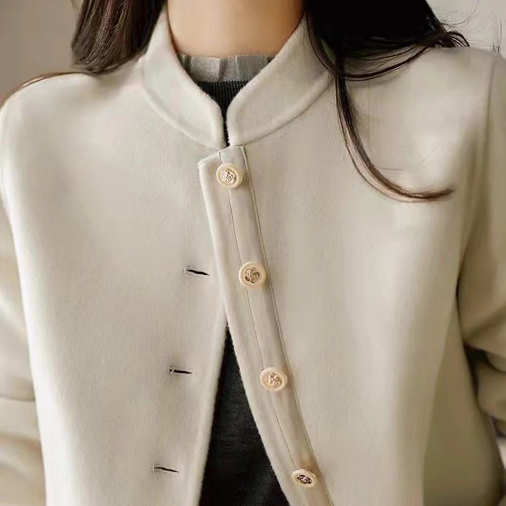 骨格ウェーブ 上品スタンドカラー へプラムジャケット