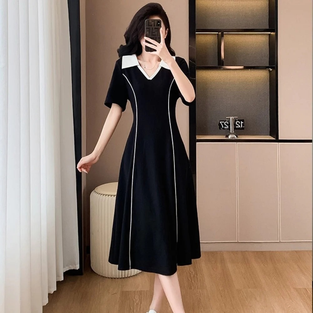 骨格ウェーブ 美バランス切替ライン フィット＆フレアワンピース