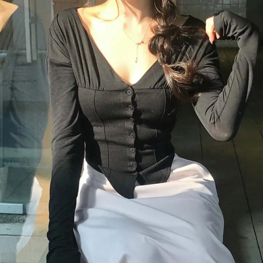 骨格ウェーブ 切替デザイン しっとりフィットトップス