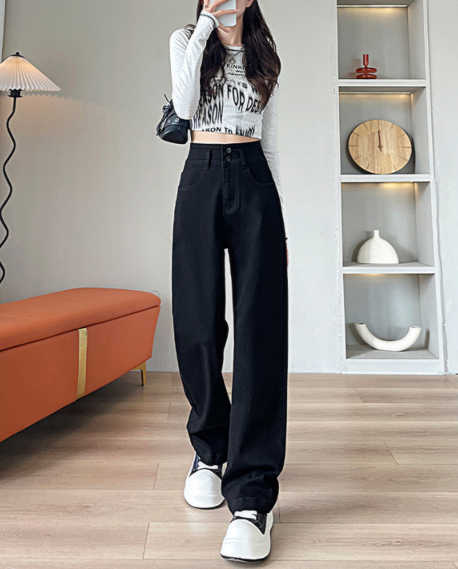 骨格ウェーブ くびれ強調＆脚長メイク ハイウエストストレッチワイドデニム