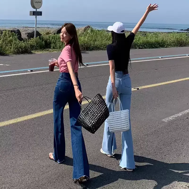 骨格ウェーブ 重心アップ 美脚ハイウエストフレアデニム