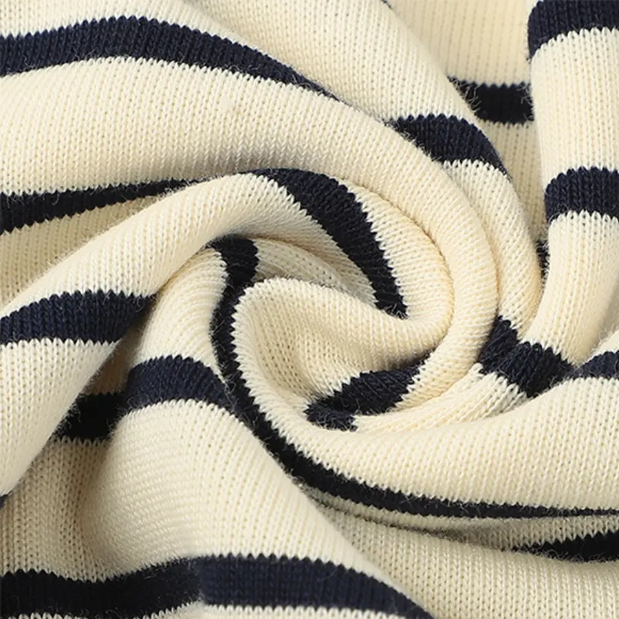 骨格ウェーブ スクエアネックボーダーTシャツ