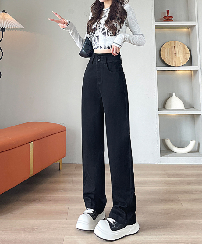 骨格ウェーブ くびれ強調＆脚長メイク ハイウエストストレッチワイドデニム