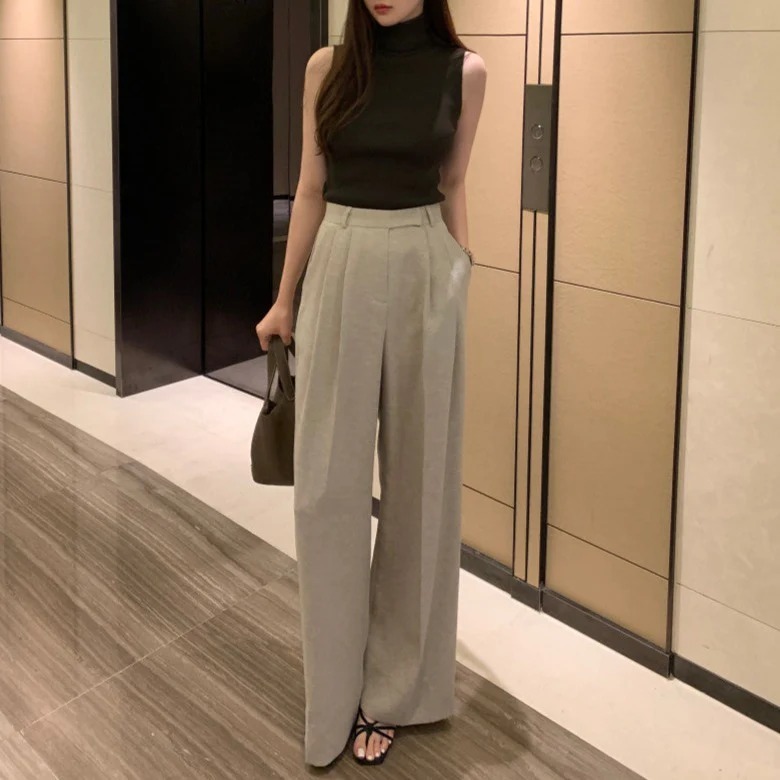 骨格ウェーブ 美くびれメイク・セットアップ フレンチスリーブシャツ＆ワイドパンツ