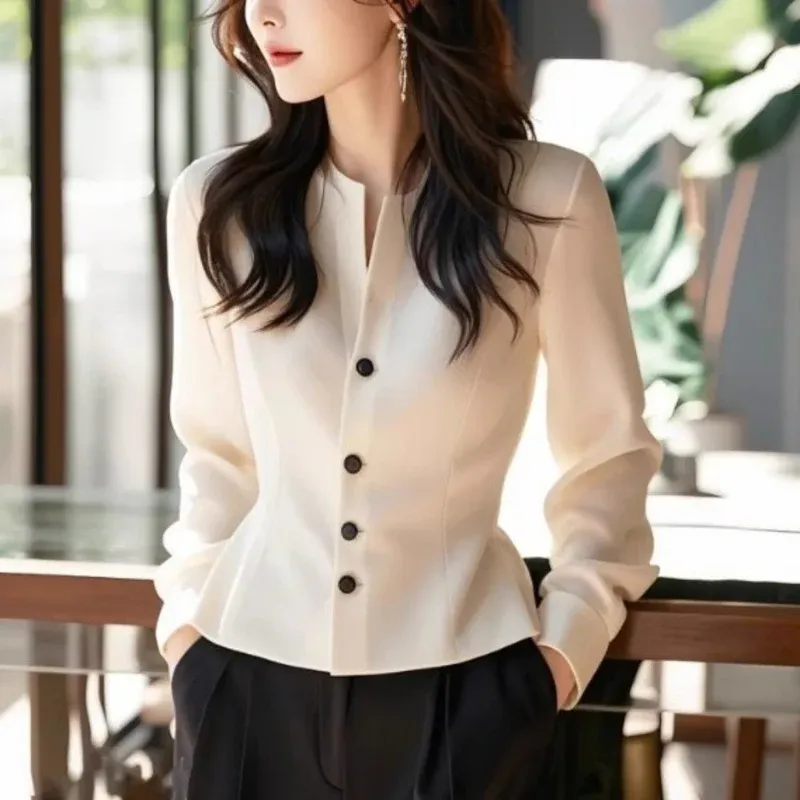 骨格ウェーブ ウエストシェイプシャツブラウス