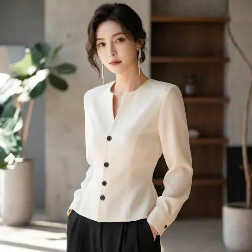 骨格ウェーブ ウエストシェイプシャツブラウス