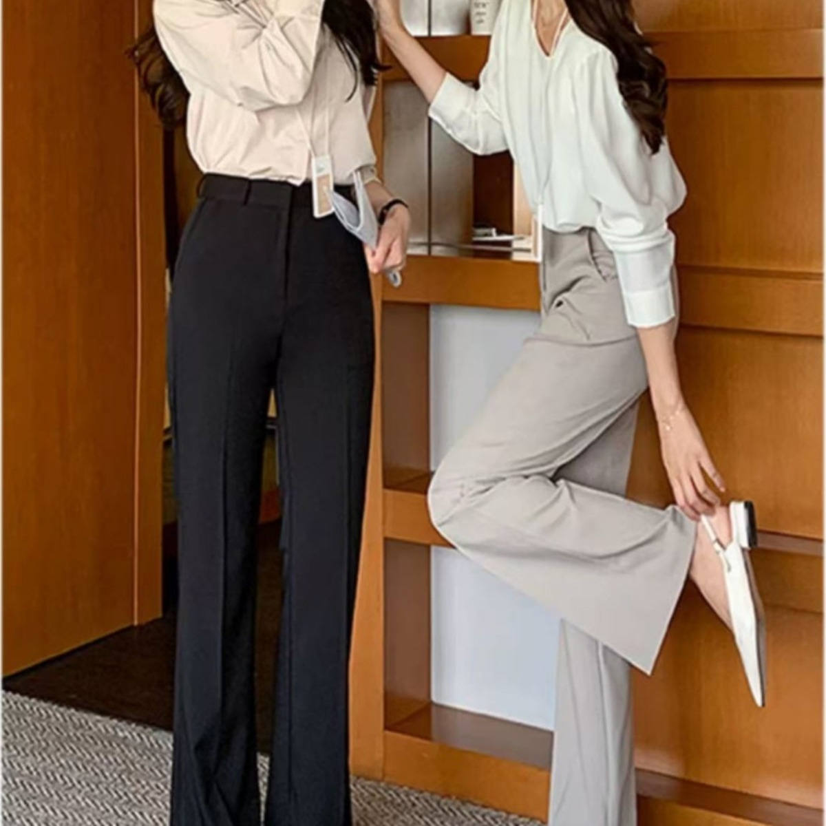 骨格ウェーブハイウエストフレアパンツ