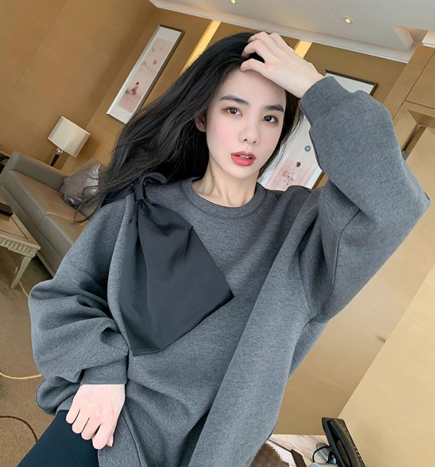 骨格ウェーブ ビッグリボン トレーナー スウェット 大人カジュアル