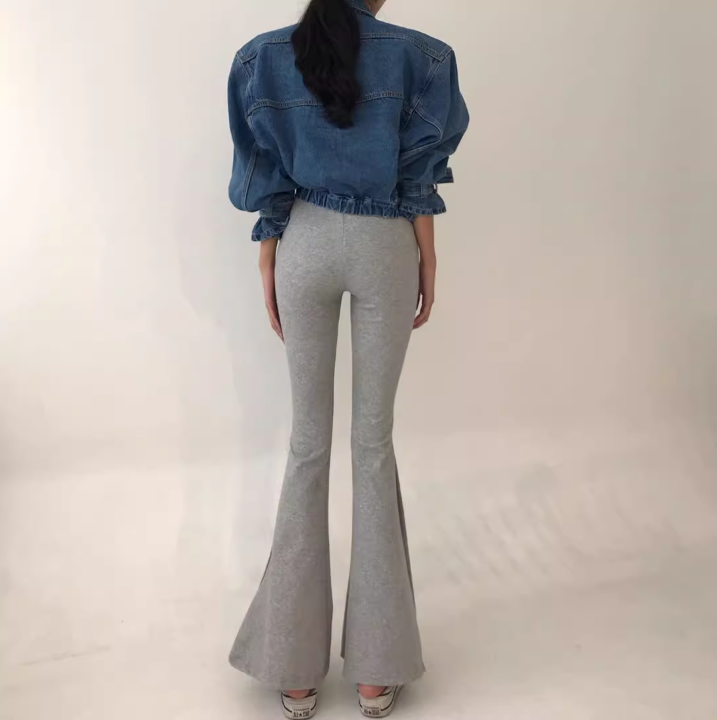 骨格ウェーブ 韓国シック 万能デニムジャケット ウォッシュブルー ショート丈 ゆったり