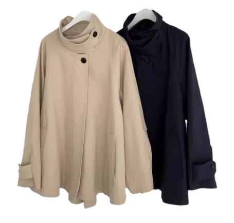 骨格ウェーブ 韓国シック トレンチ風コート ゆったり ブリティッシュスタイル