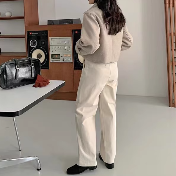 骨格ウェーブ ドールカラー メルトン調コート ゆったり レトロキュート