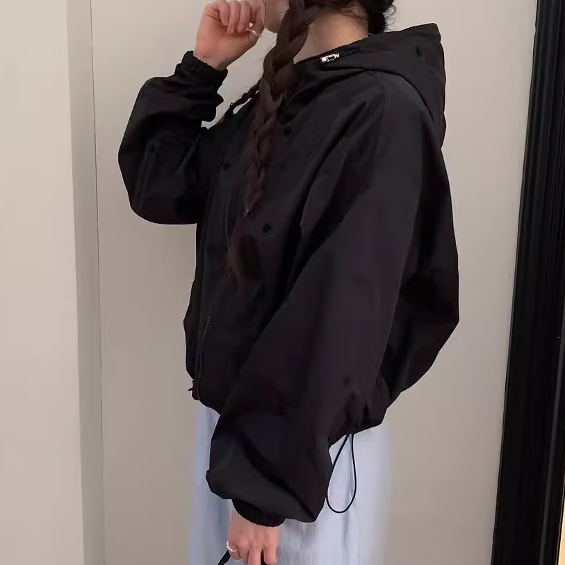 骨格ウェーブ ハート刺繍 カジュアル ウィンドブレーカー ジャケット