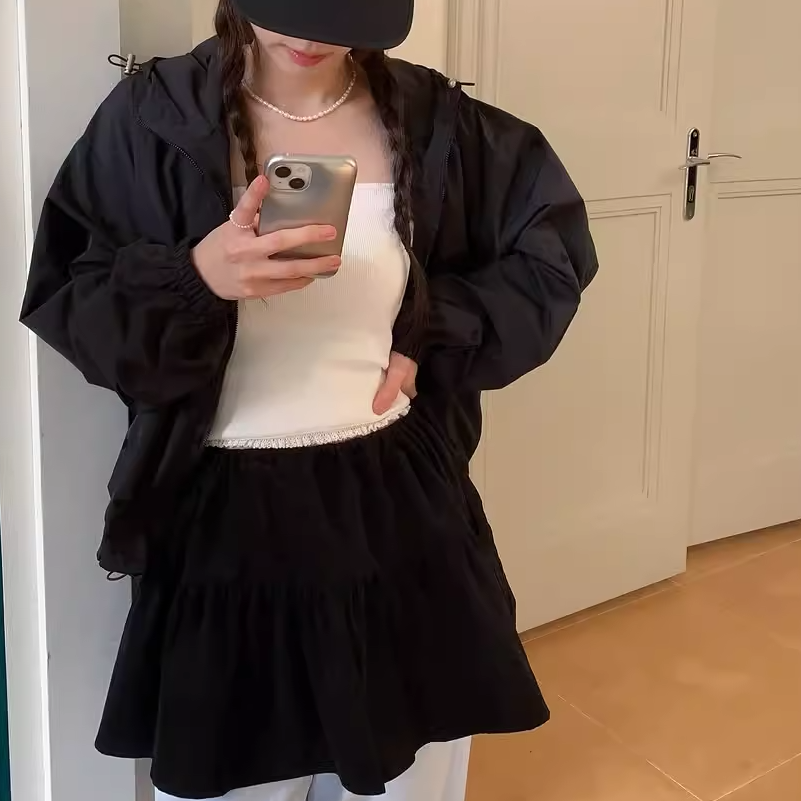 骨格ウェーブ ハート刺繍 カジュアル ウィンドブレーカー ジャケット