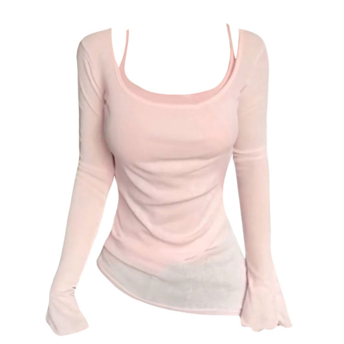 骨格ウェーブ ホルターネック風ストラップ付き あざとトップス